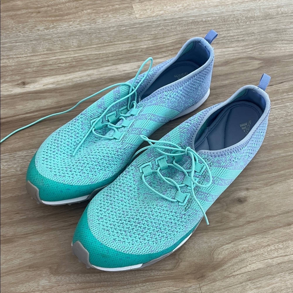 Adidas Aqua and Sky Blue GOLF Knit Shoes